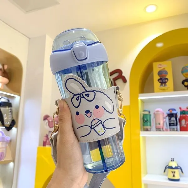 Multicolor_Sipper_Bottle_For___2_In_1_Water_Bottle,Tumbler_With_Straw_And_Sipper_With_Adjustable_Strap,Bpa_Free_Water_Bottle,School_Bottle_For___(530_Ml)()_(Blue)