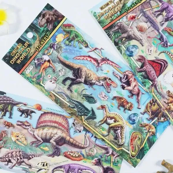 Multicolor_3D_Dinosaur_Bubble_Puffy_Cartoon_Sticker_Scrapbooking_Craft_Gift_For___Decoration_Stiker_Random_Design_(Pack_Of_4)