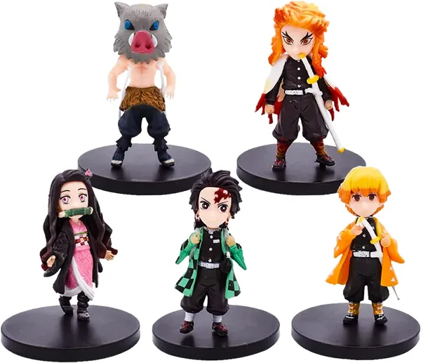 Multicolor__5-Piece_Demon_Slayer_Birthday_Cake_Topper_Set_-_Figurines,_Cake_Decoration_&_Party_Gifts