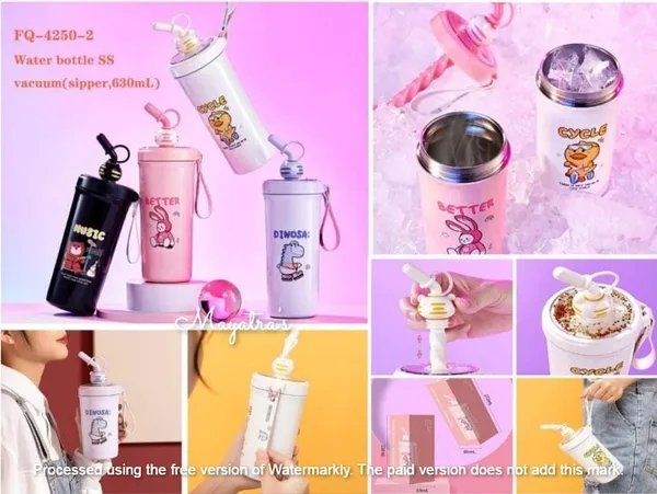 PURPLE_Cartoon_Design_Stainless_Steel_Insulated_Double_Wall_Flask_Bottle_For_Kid'S._Hot_And_Cold_Beverages_Thermos_Flask_With_Sipper_And_Straw,Lightweight,_Leakproof_Lid(480Ml)_(Purple)