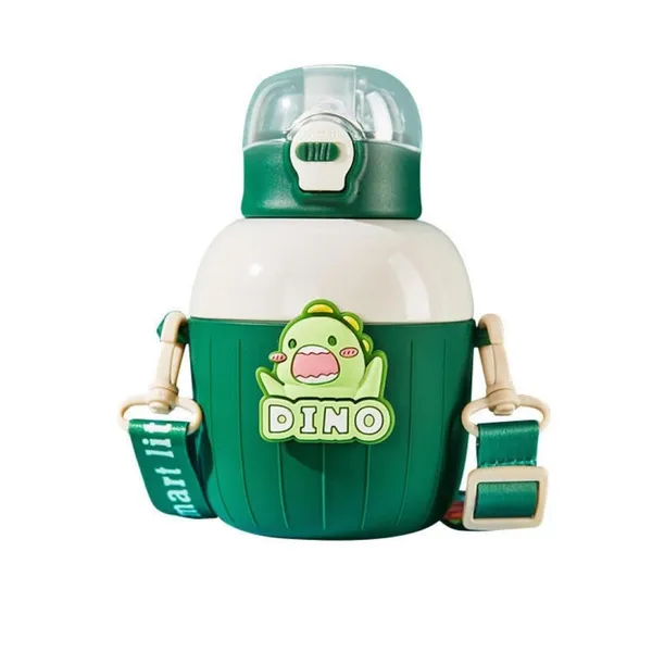 Multicolor_Insulated_Stainless_Steel_Water_Bottlecartoon_Hot_And_Cold_Water_Bottle,Double_Walled_Vacuum_Insulated_Stainless_Steel_Bottle,Thermos_Flask_With_Straw_(450_Ml)()_(Green)