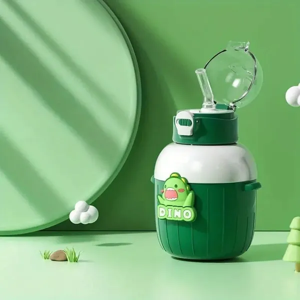 Multicolor_Insulated_Stainless_Steel_Water_Bottlecartoon_Hot_And_Cold_Water_Bottle,Double_Walled_Vacuum_Insulated_Stainless_Steel_Bottle,Thermos_Flask_With_Straw_(450_Ml)()_(Green)