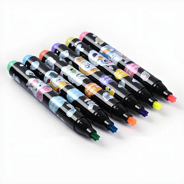Multicolor_Star_Tip_Mini_Highlighter_Pen_Set_Of_6_Fivepointed_Star_Stamp_Marker,_Cartoon_Theme_Stationery_For__,_Gift_For_Boys_&_Girls