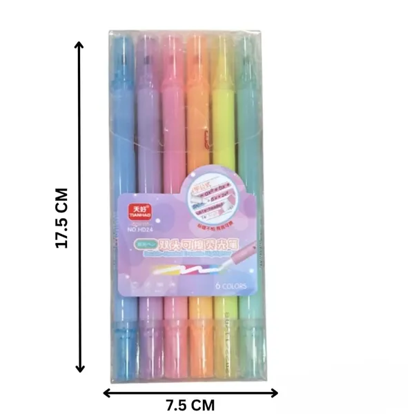 Multicolor_Mini_Highlighter_Pen_Set_Of_6_Fivepointed_Star_Stamp_Marker,_Fun_Cartoon_Theme_Stationery,Gift_For_Boys_&_Girls,_School_Supplies