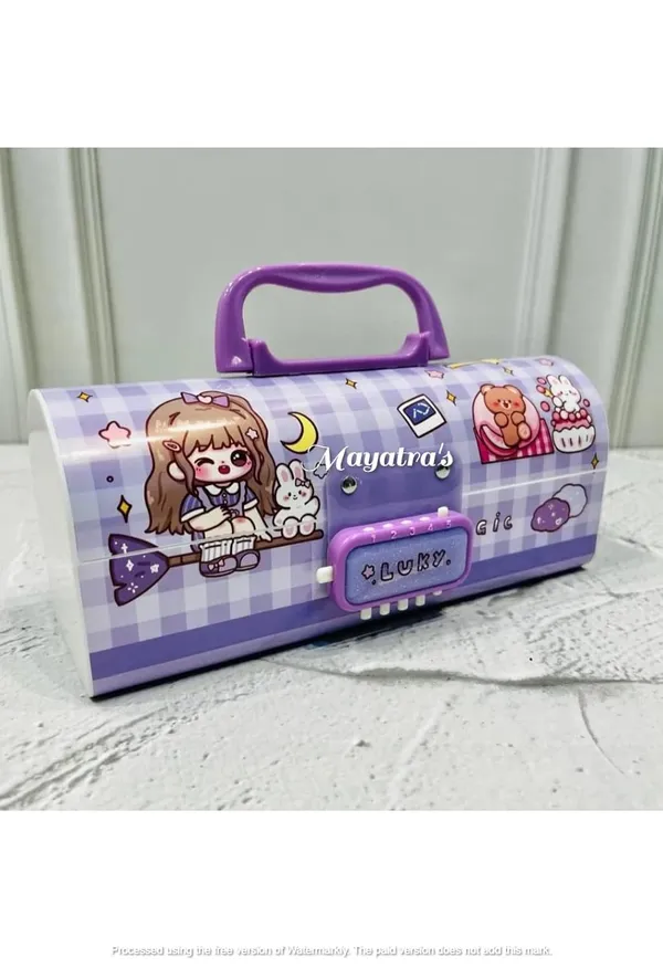 Multicolor_Unique_Design_With_Code_Lock_Pencil_Case,_Large_Capacity,_Multilayer,_Multifunction_Storage,_Secret_Compartment,_Return_Gift_Pencil_Box_For__._(Purple)