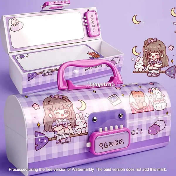Multicolor_Unique_Design_With_Code_Lock_Pencil_Case,_Large_Capacity,_Multilayer,_Multifunction_Storage,_Secret_Compartment,_Return_Gift_Pencil_Box_For__._(Purple)