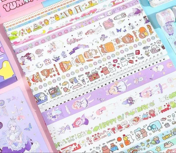 Multicolor_Kawaii_Washi_Tape,100_Rolls_Washi_Tape_Set,_Colourful_For_Scrapbooking,Masking_Tape_Suitable_For_All_Diy_Enthusiasts,_Arts_Crafts_(Peace_Cake)