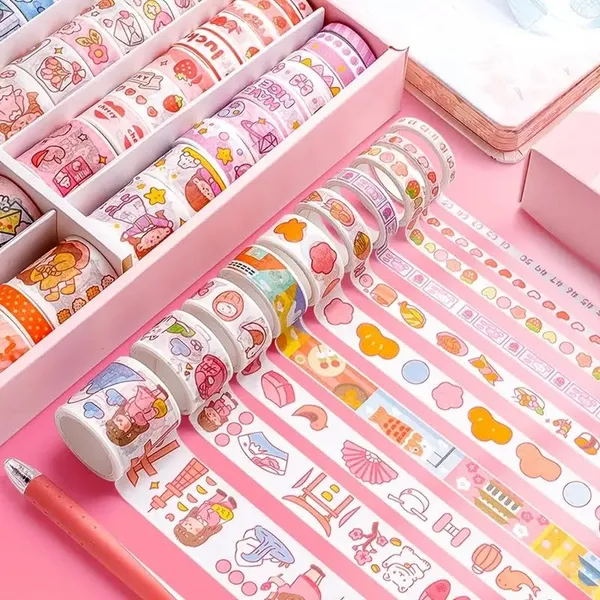Multicolor_Kawaii_Washi_Tape,100_Rolls_Washi_Tape_Set,_Colourful_For_Scrapbooking,Masking_Tape_Suitable_For_All_Diy_Enthusiasts,_Arts_Crafts_(Peace_Cake)