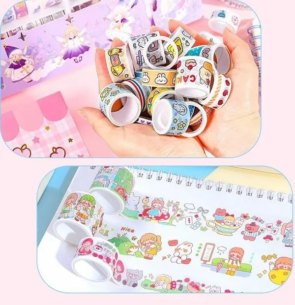 Multicolor_Kawaii_Washi_Tape,100_Rolls_Washi_Tape_Set,_Colourful_For_Scrapbooking,Masking_Tape_Suitable_For_All_Diy_Enthusiasts,_Arts_Crafts_(Peace_Cake)