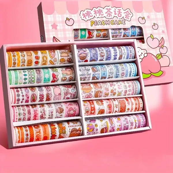 Multicolor_Kawaii_Washi_Tape,100_Rolls_Washi_Tape_Set,_Colourful_For_Scrapbooking,Masking_Tape_Suitable_For_All_Diy_Enthusiasts,_Arts_Crafts_(Peace_Cake)