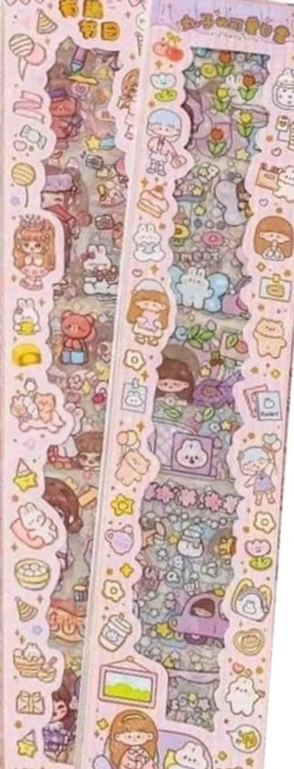 Multicolor_Kawaii_Stickers_Cute_Cartoon_Theme_Cute_Washi_Stickers_For_Project,_Japanese_Style_Girls_Sticker_Set,_Size_Of_Each_Sheet_40_X_8_Cm_(Color_And_Design_May_Vary)_(Pack_Of_2)
