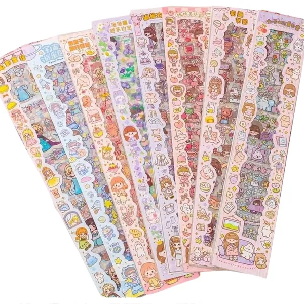 Multicolor_Kawaii_Stickers_Cute_Cartoon_Theme_Cute_Washi_Stickers_For_Project,_Japanese_Style_Girls_Sticker_Set,_Size_Of_Each_Sheet_40_X_8_Cm_(Color_And_Design_May_Vary)_(Pack_Of_8)