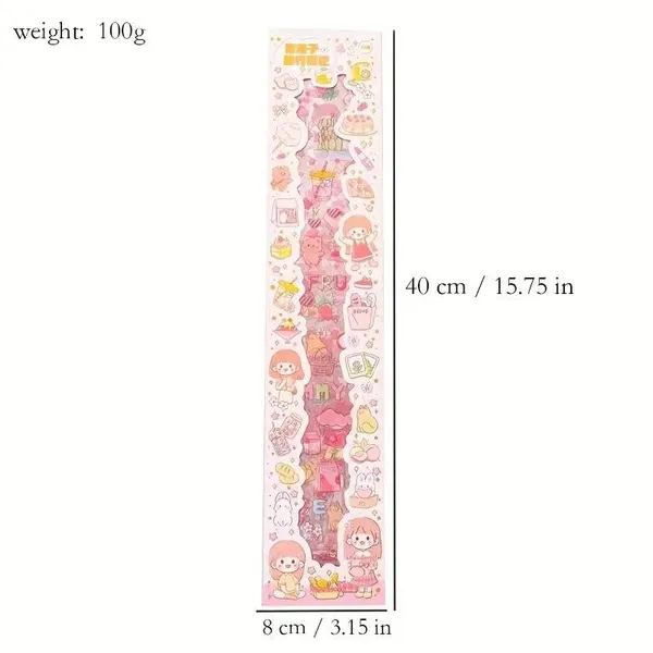 Multicolor_Kawaii_Stickers_Cute_Cartoon_Theme_Cute_Washi_Stickers_For_Project,_Japanese_Style_Girls_Sticker_Set,_Size_Of_Each_Sheet_40_X_8_Cm_(Color_And_Design_May_Vary)_(Pack_Of_8)