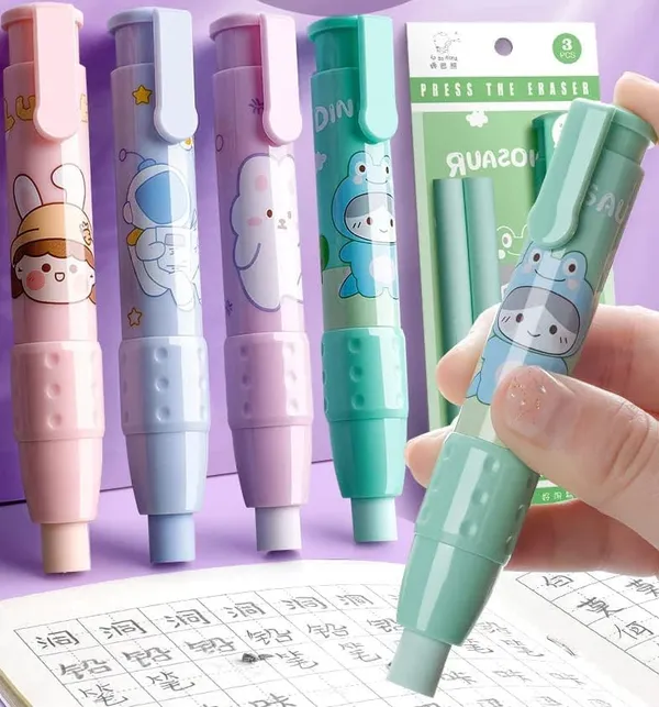 Multicolor_Beautiful_Retractable_Pen_Style_Cartoon_Eraser_For_Children_And_Birthday_Return_Gifts_Pack_Designs_And_Color_May_Vary_(Pack_Of_10)