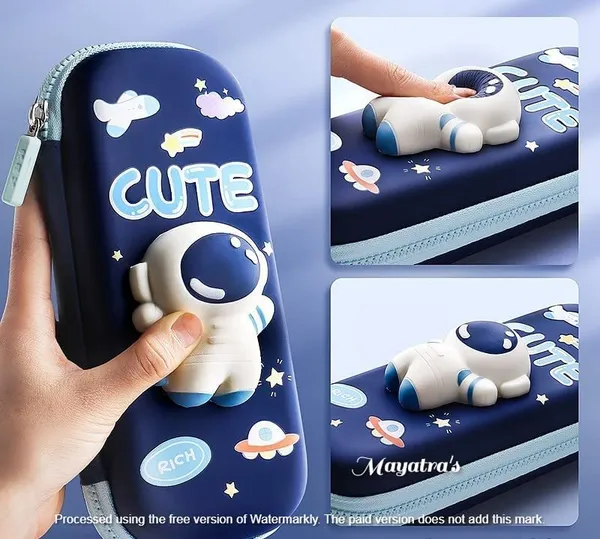 Multicolor_3D_Eva_Pencil_Case_For___Cute_Squishy_Cartoon_Large_Capacity_Zipper_Pencil_Case_For__,_Stationary_Storage_Box_Pencil_Holder_Return_Gifts_For___(Blue)