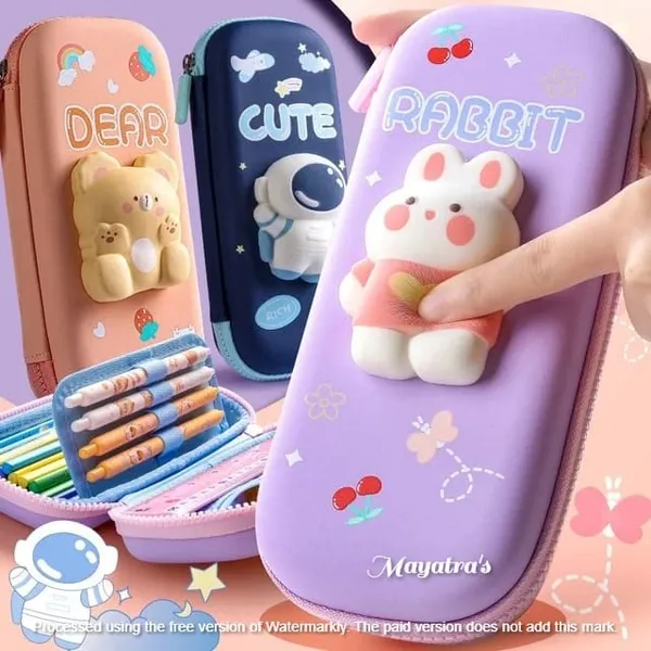 Multicolor_3D_Eva_Pencil_Case_For___Cute_Squishy_Cartoon_Large_Capacity_Zipper_Pencil_Case_For__,_Stationary_Storage_Box_Pencil_Holder_Return_Gifts_For