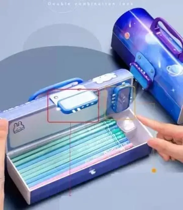 Multicolour_Mayatr'S_Pencil_Box_With_Code_Lock_Pen_Case_Large_Capacity,_Suitcase_Style_Password_Lock_Pencil_Case,_Multilayer_Multifunction_Storage_Bag_Secret_Compartment_Pencil_Box