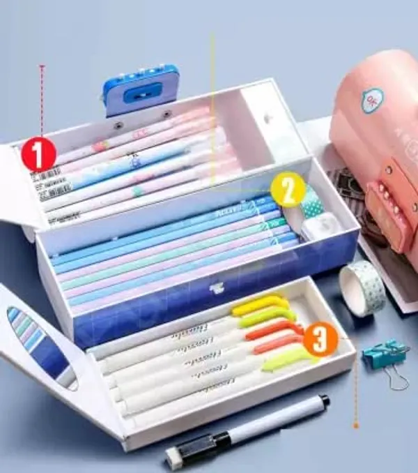 Multicolour_Mayatr'S_Pencil_Box_With_Code_Lock_Pen_Case_Large_Capacity,_Suitcase_Style_Password_Lock_Pencil_Case,_Multilayer_Multifunction_Storage_Bag_Secret_Compartment_Pencil_Box