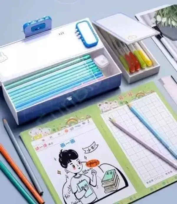 Multicolour_Mayatr'S_Pencil_Box_With_Code_Lock_Pen_Case_Large_Capacity,_Suitcase_Style_Password_Lock_Pencil_Case,_Multilayer_Multifunction_Storage_Bag_Secret_Compartment_Pencil_Box