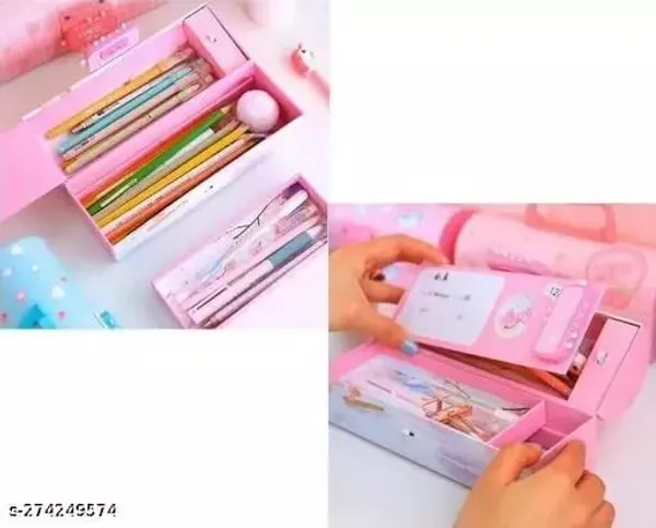 Multicolour_Multi_Function_Kid'S_Pen_&_Pencil_Box,_Suitcase_Style_Password_Lock_Pencil_Case,_Multi_Layer_Storage_Case,Stationary_Organizer_Case_For__,_Return_Gift_For