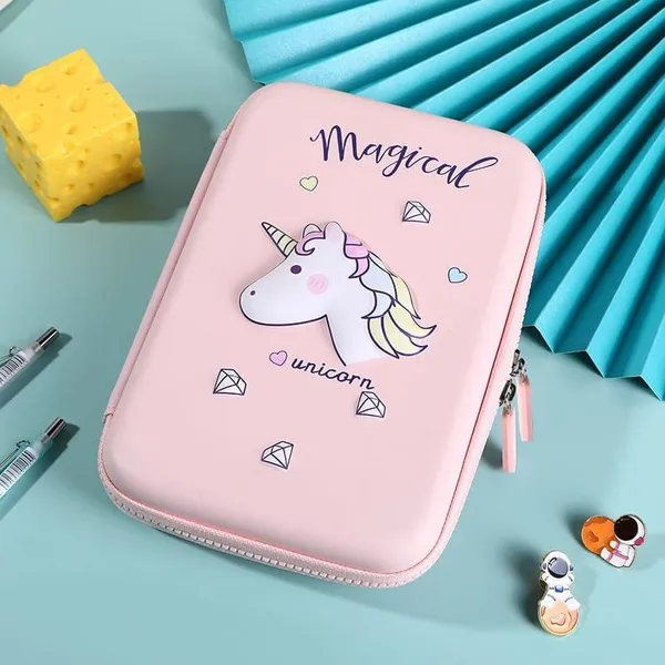 Multicolour_Pencil_Case_Eva_3D_Unicorn_Design_Pencil_Case_Box_Organizer_For_School_Supplies_Stationery_Pencil_Pouches_Large_Capacity_Pencil_Bag_With_Zipper_For