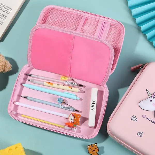 Multicolour_Pencil_Case_Eva_3D_Unicorn_Design_Pencil_Case_Box_Organizer_For_School_Supplies_Stationery_Pencil_Pouches_Large_Capacity_Pencil_Bag_With_Zipper_For