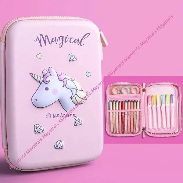 Multicolour_Pencil_Case_Eva_3D_Unicorn_Design_Pencil_Case_Box_Organizer_For_School_Supplies_Stationery_Pencil_Pouches_Large_Capacity_Pencil_Bag_With_Zipper_For