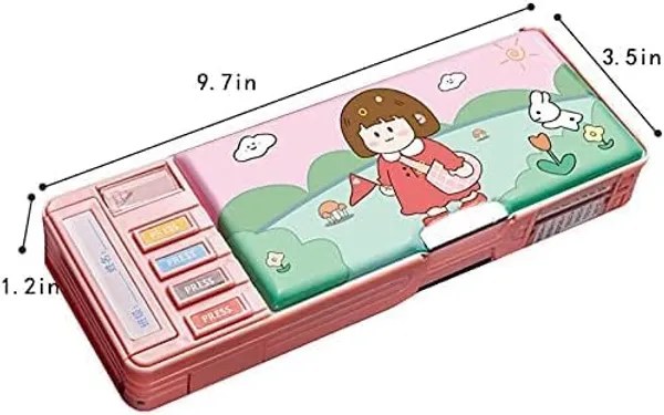 Multicolour_Pencil_Box_For__,Multifunctional_Pencil_Case_With_Press_Buttons_For_Boy_Girl,_Pencil_Box_With_2_Compartments_For_Student,_School_Office_Supplies_(Multicolour)_(Space_&_Astronaut)