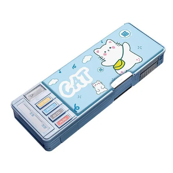 Multicolour_Pencil_Box_For__,Multifunctional_Pencil_Case_With_Press_Buttons_For_Boy_Girl,_Pencil_Box_With_2_Compartments_For_Student,_School_Office_Supplies_(Multicolour)_(Lucky_Cat)