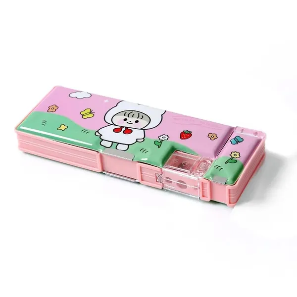 Multicolour_Pencil_Box_For__,Multifunctional_Pencil_Case_With_Press_Buttons_For_Boy_Girl,Pencil_Box_With_2_Compartments_For_Student&School_Office_Supplies_(Max_Friends)