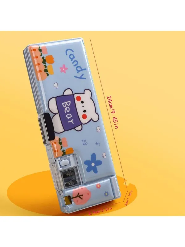 Multicolour_Pencil_Box_For__,Multifunctional_Pencil_Case_With_Press_Buttons_For_Boy_Girl,Pencil_Box_With_2_Compartments_For_Student&School_Office_Supplies_(Max_Friends)