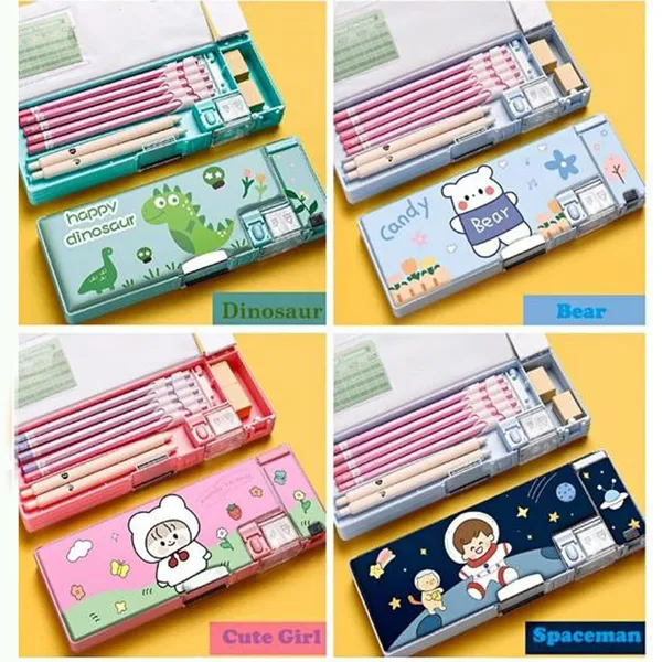 Multicolour_Candy_Bear_Printed_Pencil_Campass_Box_For___With_Double_Storage_Attach_Sharpner_And_Eraser_Holder_Muti_Funtional_Stationary_Box_For