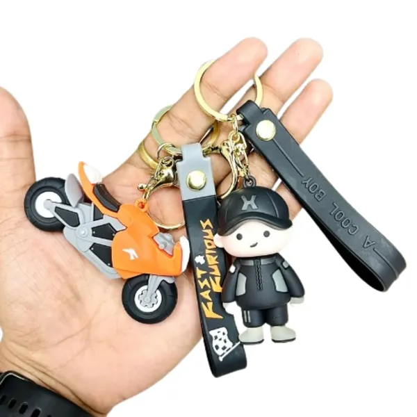 Orange_Kawaii_Racing_Bike_Rubber_Key_Rings/Keychain,3D_Rubber_Key_Chain,_Stylish_Design_Cartoon_Silicone_Keyrings_For_Home,Office,Car_Key_Rings,Best_Gift_Keychains_(Pack_Of_2_Pcs)