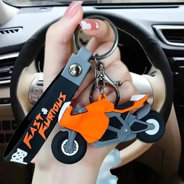 Orange_Kawaii_Racing_Bike_Rubber_Key_Rings/Keychain,3D_Rubber_Key_Chain,_Stylish_Design_Cartoon_Silicone_Keyrings_For_Home,Office,Car_Key_Rings,Best_Gift_Keychains_(Pack_Of_2_Pcs)