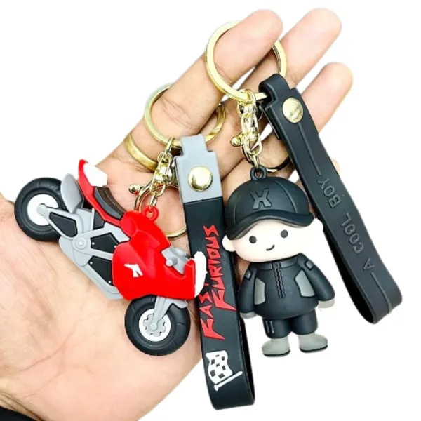 Red_Kawaii_Racing_Bike_Rubber_Key_Rings/Keychain,3D_Rubber_Key_Chain,_Stylish_Design_Cartoon_Silicone_Keyrings_For_Home,Office,Car_Key_Rings,Best_Gift_Keychains_(Pack_Of_2_Pcs)