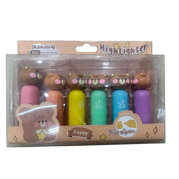 Multicolor_Pastel_Highlighters_6_Pcs_Aesthetic_Highlighters_Pens,_Highlighters_For_Book_Marking,_Line_Markers_Pens,_Chisel_Tip_Fine_Grip_Marker_Pen,Highlighter_Marker_Pens_(Bear)