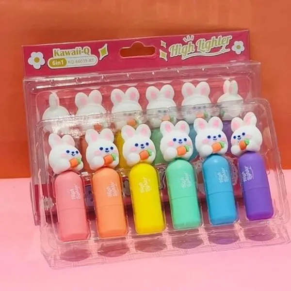 Multicolor_Pastel_Highlighters_6_Pcs_Aesthetic_Highlighters_Pens,_Highlighters_For_Book_Marking,_Line_Markers_Pens,_Chisel_Tip_Fine_Grip_Marker_Pen,Highlighter_Marker_Pens_(Rabbit)