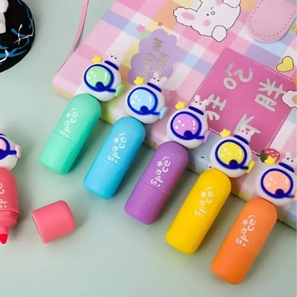 Multicolor_Pastel_Highlighters_6_Pcs_Aesthetic_Highlighters_Pens,_Highlighters_For_Book_Marking,_Line_Markers_Pens,_Chisel_Tip_Fine_Grip_Marker_Pen,Highlighter_Marker_Pens_(Astronaut)
