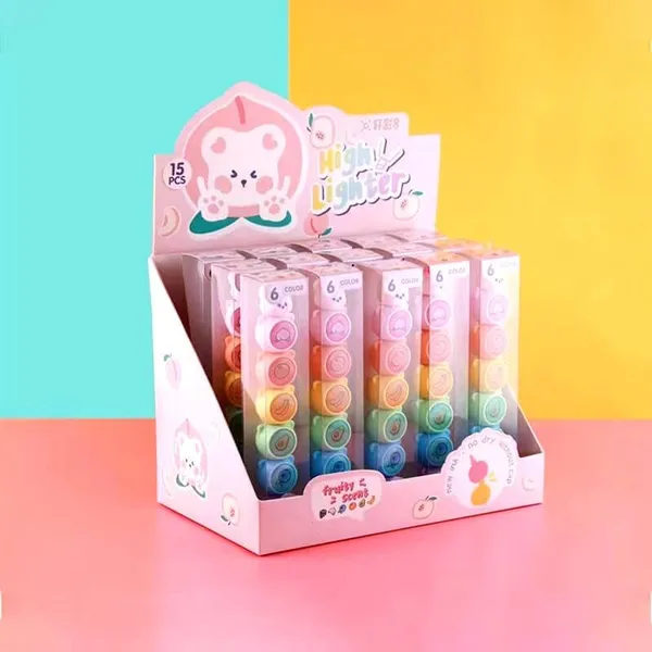 Multicolor_Highlighters_Pen_Setpack_Of_6_Pcs_Fruit_Rabbit_Highlighter_Pens,Pastel_Color_Highlighter,Aesthetic_Highlighters_For_Book_Marking,Neon_Highlighter_Marker_(Rabbit)