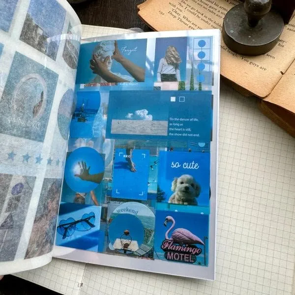 Multicolor_Magazine_Sticker_Booklet,Sticker_Book_Set_20_Sheets/240+_Paper_Retro_Creative_Notebook_Decoration_Stickers,Stickers_For_Project,_Japanese_Style_Stickers,Journals,Scrapbooking_(Blue)
