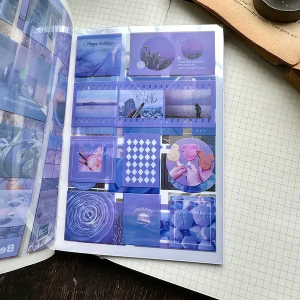 Multicolor_Magazine_Sticker_Booklet,Sticker_Book_Set_20_Sheets/240+_Paper_Retro_Creative_Notebook_Decoration_Stickers,Stickers_For_Project,_Japanese_Style_Stickers,Journals,Scrapbooking_(Purple)