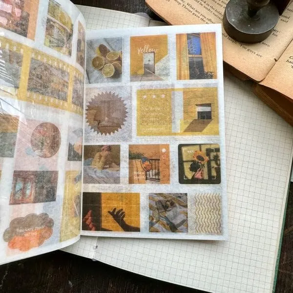 Multicolor_Magazine_Sticker_Booklet,Sticker_Book_Set_20_Sheets/240+_Paper_Retro_Creative_Notebook_Decoration_Stickers,Stickers_For_Project,_Japanese_Style_Stickers,Journals,Scrapbooking_(Yellow)