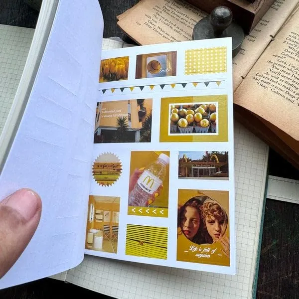 Multicolor_Magazine_Sticker_Booklet,Sticker_Book_Set_20_Sheets/240+_Paper_Retro_Creative_Notebook_Decoration_Stickers,Stickers_For_Project,_Japanese_Style_Stickers,Journals,Scrapbooking_(Yellow)