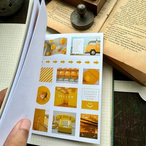 Multicolor_Magazine_Sticker_Booklet,Sticker_Book_Set_20_Sheets/240+_Paper_Retro_Creative_Notebook_Decoration_Stickers,Stickers_For_Project,_Japanese_Style_Stickers,Journals,Scrapbooking_(Yellow)