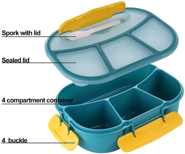 Multicolor_Lunch_Box|_4_Compartment_Plastic_Bento_Box|_Plastic_Fork_With_Lid|Leak_Proof|Tiffin_Box_For_Women_And_Men_Office,___To_School_Full_Meal|Easy_To_Carry|_Multi_Color