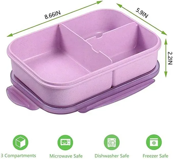 Multicolor_Wheat_Straw_Fiber_Lunch_Box,_3_Compartment_Tiffin_Box_With_Spoon_For_Men_Women___(Multipurpose)
