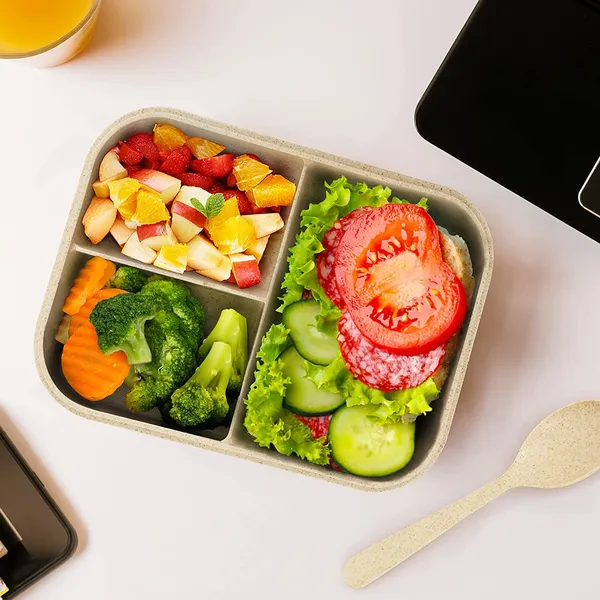 Multicolor_Wheat_Straw_Fiber_Lunch_Box,_3_Compartment_Tiffin_Box_With_Spoon_For_Men_Women___(Multipurpose)