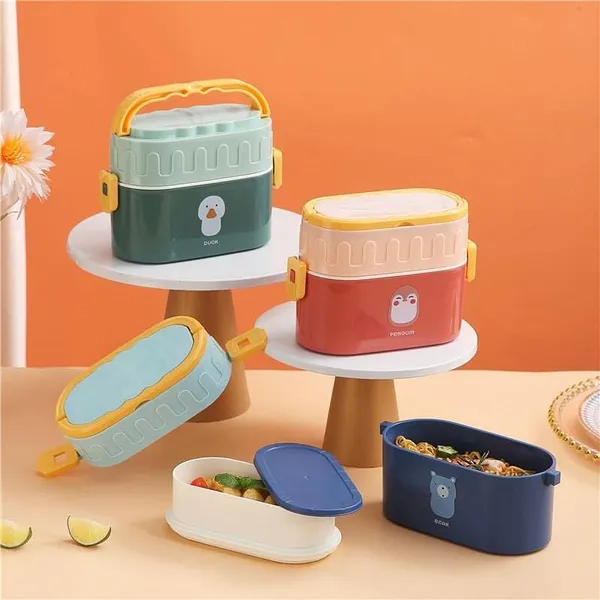 Multicolor_Double_Decker_Lunch_Box_|_With_Plastic_Spoon_&_Handle_|_Tiffin_Box_For_Women_And_Men_Office,___To_School_Full_Meal|Easy_To_Carry|_950_Ml