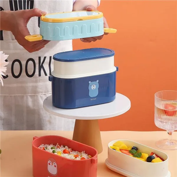 Multicolor_Double_Decker_Lunch_Box_|_With_Plastic_Spoon_&_Handle_|_Tiffin_Box_For_Women_And_Men_Office,___To_School_Full_Meal|Easy_To_Carry|_950_Ml