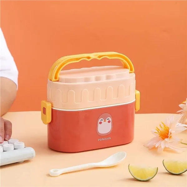 Multicolor_Double_Decker_Lunch_Box_|_With_Plastic_Spoon_&_Handle_|_Tiffin_Box_For_Women_And_Men_Office,___To_School_Full_Meal|Easy_To_Carry|_950_Ml